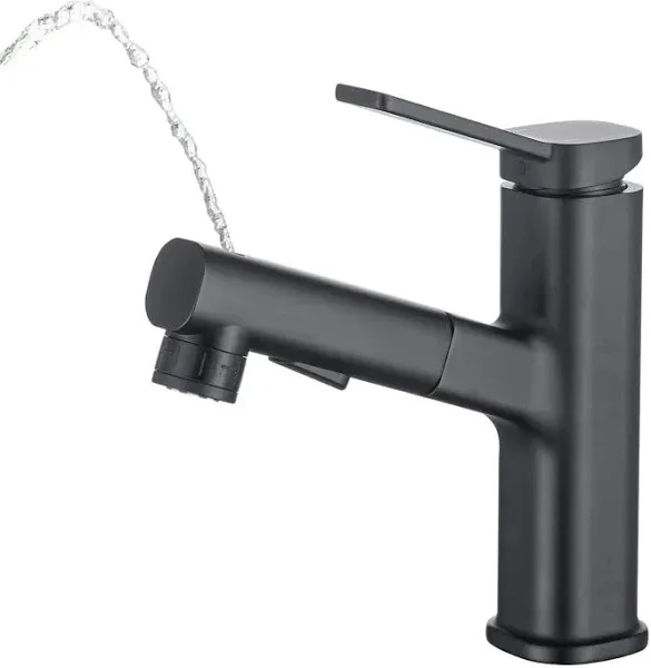 Pull Down Sprayer Single Handle Pull Out Bathroom Faucet