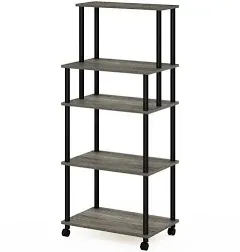 Furinno Turn-N-Tube 5-Tier Toolless Multipurpose Printer Stand Display Storage Shelf with Wheels