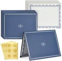 24-Pack Navy Blue Certificate Holders Kit, Includes Covers, Letter-Size Certificate Paper, and Gold Seals for Graduation, Student Awards, and Employee Recognition (72 Pcs Set)