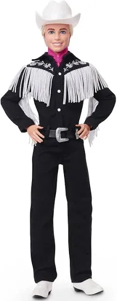 Barbie The Movie Collectible Ken Doll Wearing Black and White Western Outfit