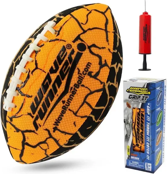 Wave Runner Grip It Waterproof Junior Size Football, 9.25 Size, Durable & Double Laced, Perfect for Beach Accessories, Kids Games, Pool Toys, Outdoor Games, All-Weather Indoor & Outdoor Play