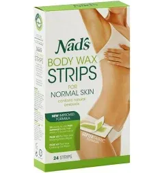 Nad's Body Wax Strips Hair Removal For Women At Home plus 4 Calming Oil Wipes, 24 Count