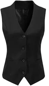 Foucome Women's Formal Regular Fitted Business Dress Suits Button Down Vest Waistcoat