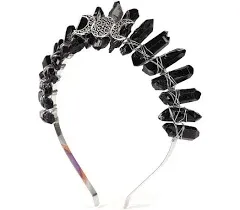 Natural Raw Crystal Quartz Tiara Crown Headband Witch Women Girls Costume Goddess Rhinestone Party Headpiece