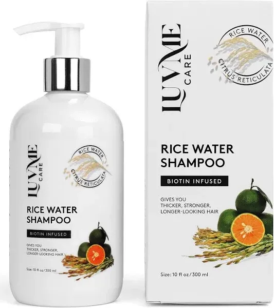 Luv Me Care Rice Water Hair Growth Shampoo with Biotin - Hair Shampoo for Thinning Hair and Hair Loss, All Hair Types, Men and Women 10 Fl Oz