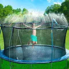  Trampoline Sprinkler for Kids, Outdoor Backyard Water Park Fun Summer Black