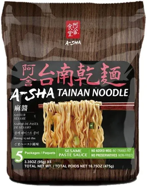 World Market A-Sha Tainan Noodles with Sesame Paste Sauce (5 Pack)