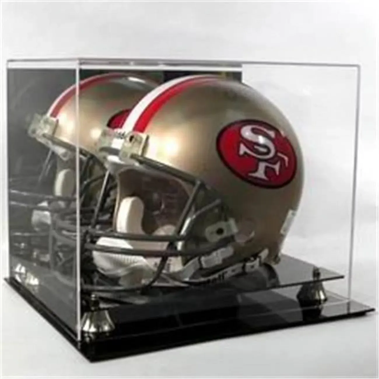 (1) DELUXE NFL FULL SIZE FOOTBALL HELMET UV ACRYLIC GOLD RISER DISPLAY CASE