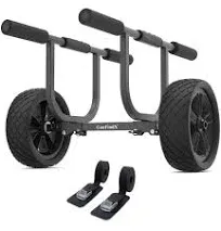 GanFindX Heavy-Duty Aluminum Kayak Cart W / 2 Webbing Straps & 8" Solid Airless Wheels, 450LBS Weight Capacity, Easy Detachable Assembly & Adjustable Width Kayak Dolly, Suitable for Kayak and Canoe