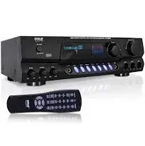 Pyle 200W Home Audio Power Amplifier - Stereo Receiver w/AM FM Tuner, 2 Microphone Input w/Echo for Karaoke, Great Addition to Your Home Entertainment Speaker System - PT260A.5