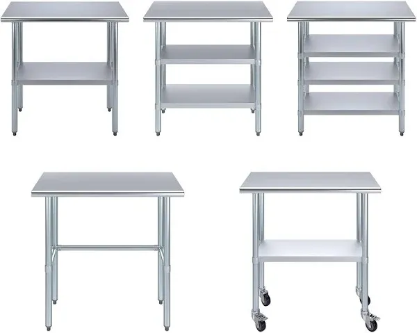 Stainless Steel Table + Add Casters | Choose from 43 Sizes | NSF Metal Work Table for Kitchen Prep Utility | Commercial and Residential Applications.