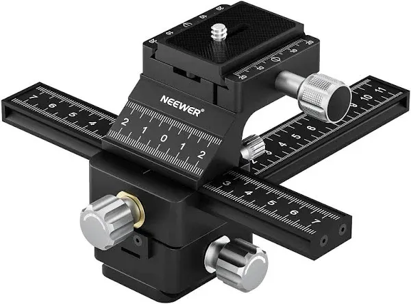 NEEWER 4-Way Macro Focusing Rail Slider with Quick Release Plate, 1/4”-20 Thread for Macro Photography and Close-Up Shooting, Compatible with Canon Nikon Fujifilm Sony DSLR Mirrorless Camera