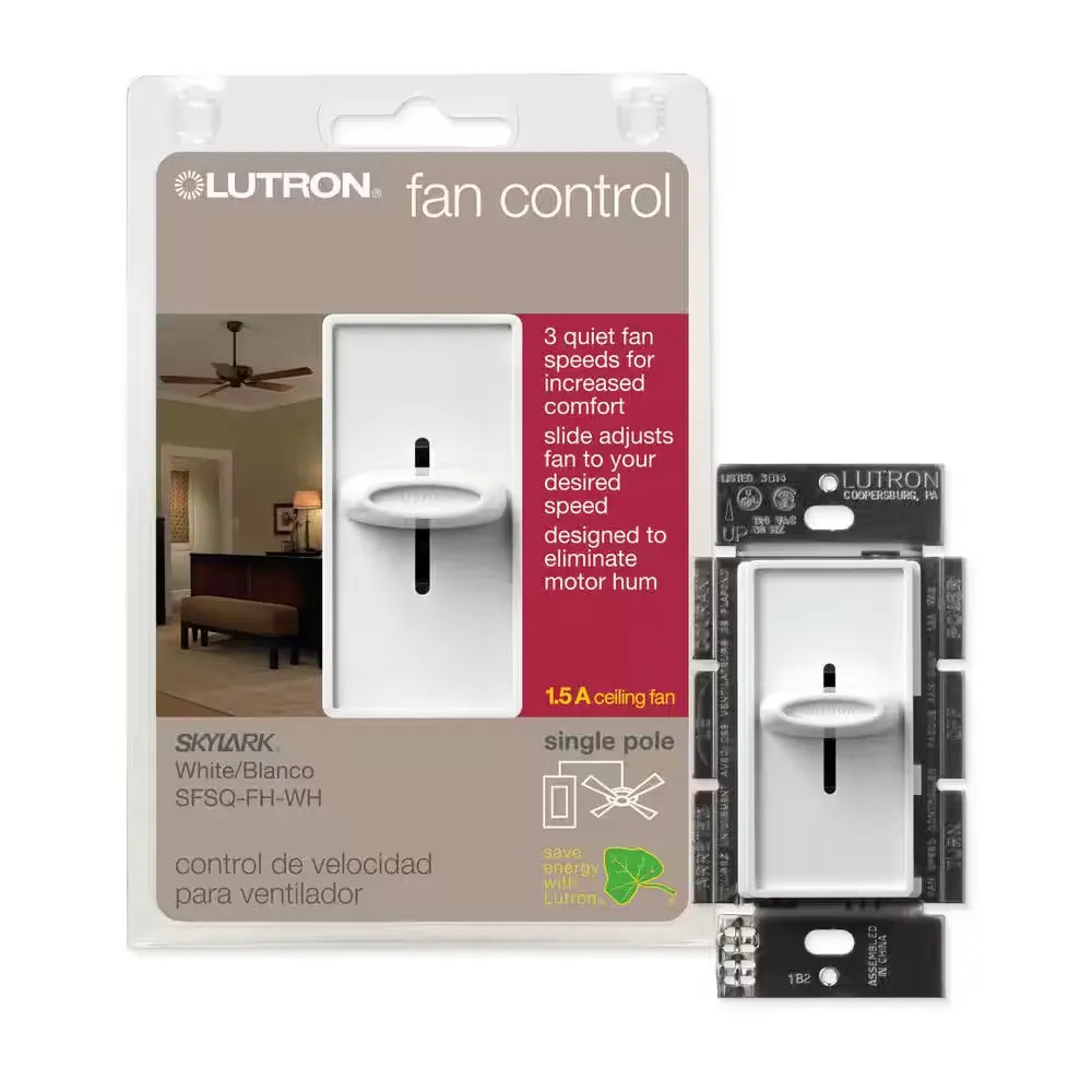 Lutron Fan Control SFSQ-FH Single Pole 3 Speeds 1.5 A Ceiling Fan Ivory NEW