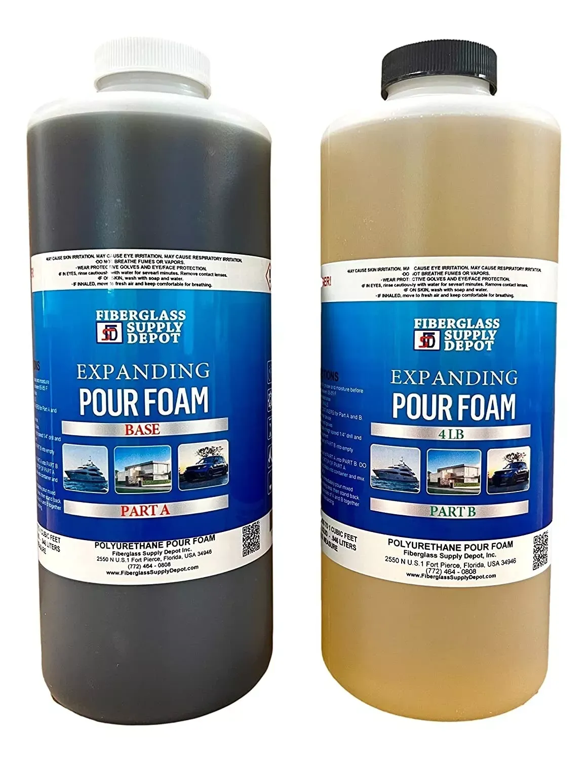 Liquid 4Lb Density Expanding 2 Part Closed Cell Polyurethane Pour Foam: 1/2 Gal.