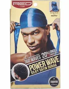 Power Wave Silky Satin Durag- 20% Longer & Wider Tail Perfect 360 Wave Durag [HD11]