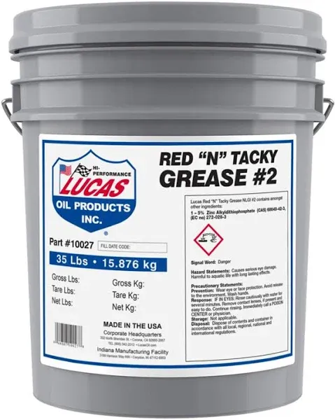 LUC10027 Red N Tacky Grease - 35 lb. Pail Fits Kubota