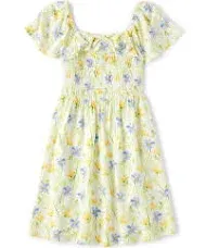 Girls Mommy And Me Floral Smocked Dress - White