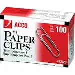 ACCO Paper Clips, Small (No. 3), Silver, 1,000/Pack (ACC72320)