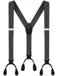 Men&#039;s Y-Back 1.4 Inches Wide Button End Elastic Adjustable Suspenders, Gray