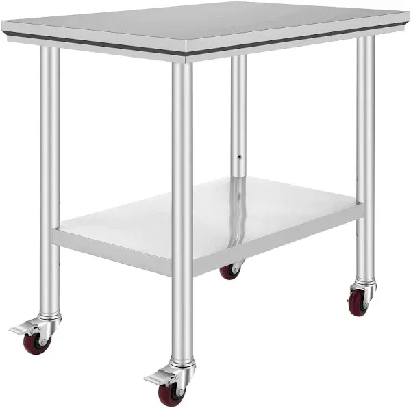 VEVOR Stainless Steel Work Table Commercial Kitchen Prep & Work Table Heavy Duty