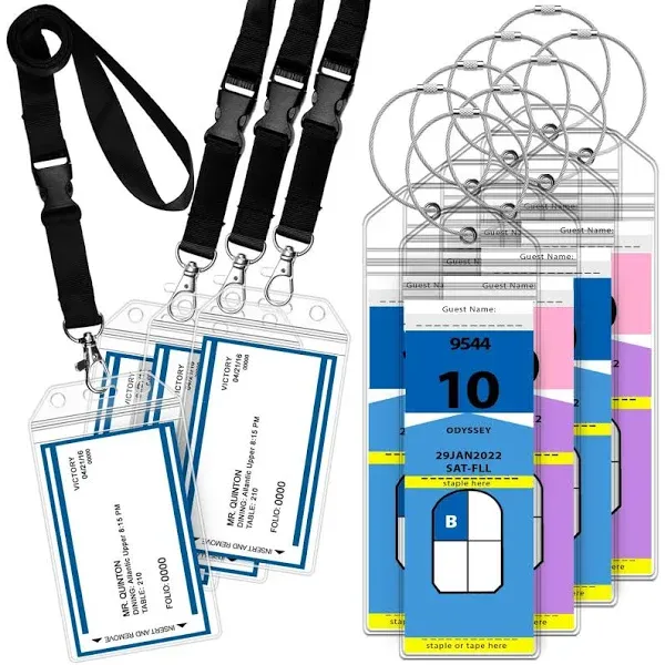 GreatShield 4 Pack Cruise Luggage Tag Holder for Carnival, Princess, Costa, Holland America, P&O & Norwegian Luggage Tags Cruise Ships w/ Zip Seal