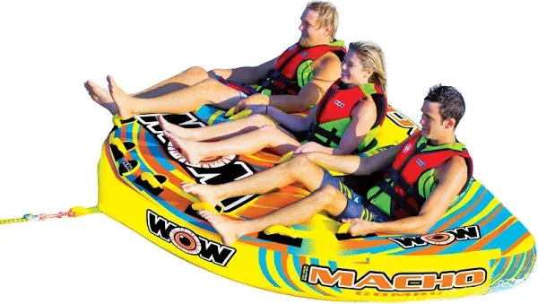 Wow Sports – Macho Combo Towable Tube for Boating – Multiple Riding Positions – 1-3 Person 510 lbs Capacity - Inflatable Boat Tube - Youth & Adults