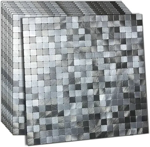 XUANINY Peel and Stick Backsplash Tiles Black Surface Aluminum Mosaic Sticker for Kitchen