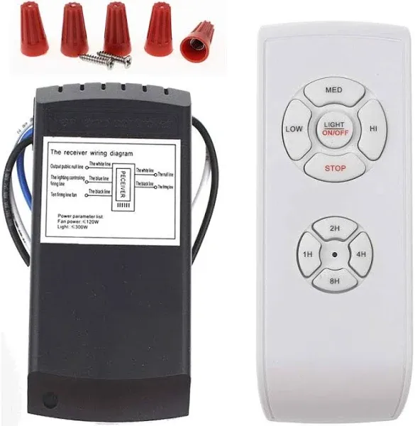 Lphumex Universal Ceiling Fan Remote Control Kit 3 In 1 Timing/Speed White