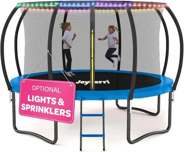 Trampoline with Net, ASTM Certified, Bonus Lights, Sprinkler, Extra Sturdy, Recreational