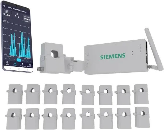 SIEMENS Inhab Smart Home Energy Monitor with 16-50Amp Circuit Level Sensors and 2-200Amp Main Sensors for Real Time Electricity Monitoring and Metering