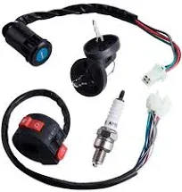 3 Function Left Starter Switch+4 Wires Ignition Switch Key with Cap Assembly ...