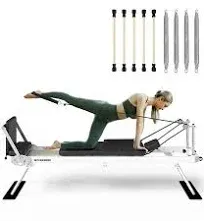 Pilates Reformer, PAETA Foldable Reformer Pilates Machine for Home Use, with Dual Resistance- Springs and Cords, Pilates Equipment for Home Workouts with Jump Board, Up to 400 LBS