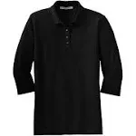 Port Authority L562 Ladies Silk Touch 3/4-Sleeve Polo - Black - M