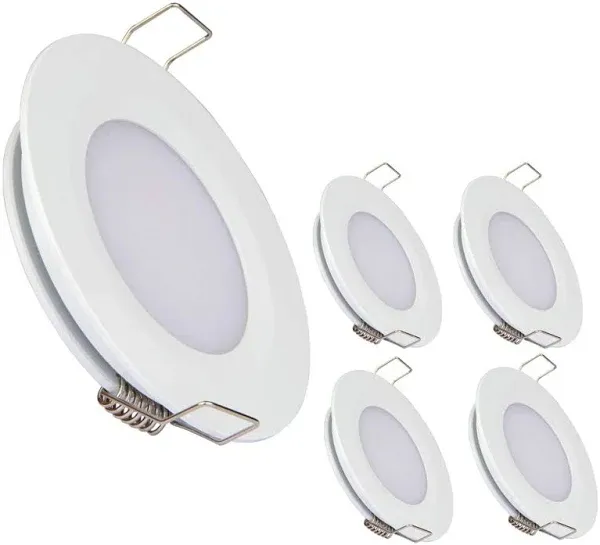 acegoo RV Recessed Ceiling Light 2-3/4” Full Aluminum 12V Dimmable LED Puck Light for Campervan Truck Caravan Boat Roof Under Cabinet Lighting, Flush Mount Cutout 2-1/4" (Sliver,Cool White) 4 Pack