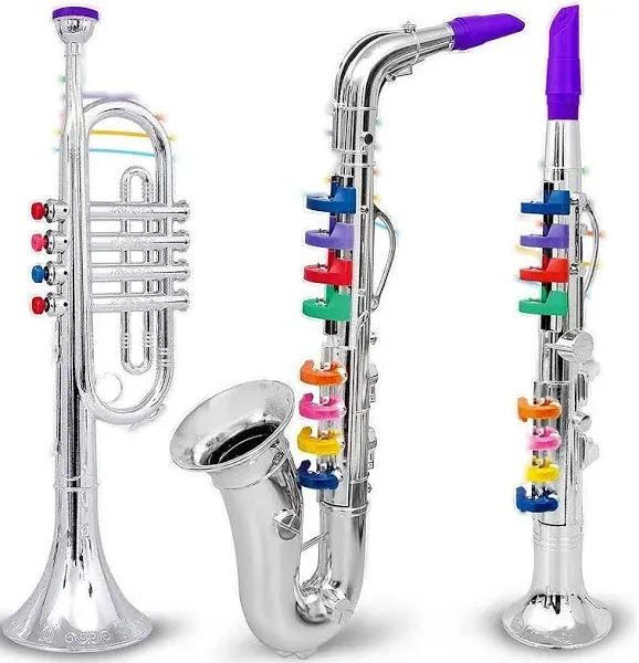 Set of 3 Saxophone for Kids Musical Instruments Toy Saxophone Toy Trumpet and...