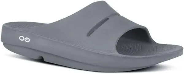 NWT OOFOS OOAHH OOFOAM UNISEX SLATE GREY RECOVERY SLIDES SANDALS M7 W9 #1100