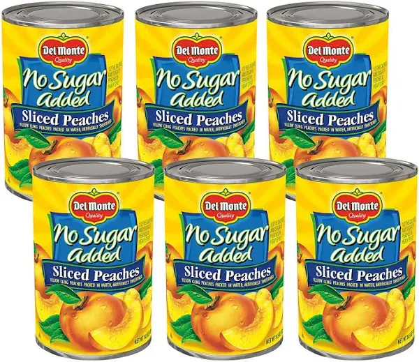 Del Monte No Sugar Added Yellow Cling Sliced Canned Peaches, 14.5 oz Can (Pack of 12)