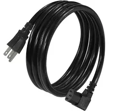 2FT 90 Degree Computer Monitor Power Cord - Straight Plug NEMA 5-15P to Right Angle C13 Power Cord, 13A 125V, 16AWG, Black Replacement Angled Printer/TV 3 Prong AC Power Cord, PC Power Supply Cable