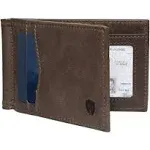 Bryker Hyde RFID Blocking Slim Minimalist ID Inside Front Pocket Wallet, Money Clip, 9 Slots, Leather (Texas Brown)