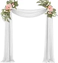 White Wedding Arch Draping Fabric 29" X 20FT Sheer Drapes Chiffon Fabric for Wedding Arbor Engagement Ceremony Party Bridal Shower Swag Fabric Decoration | White Fabric 1 Panel