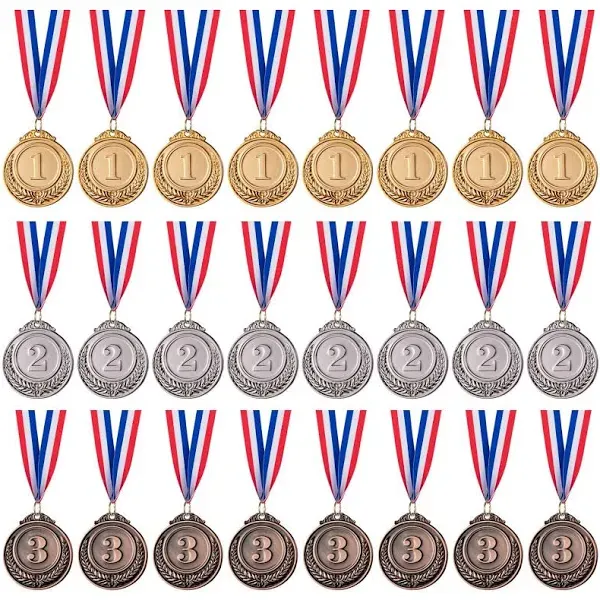 Favide 24 Pieces Gold Silver Bronze Award Medals-Winner Medals Gold Silver Bronze Prizes for Competitions, Party,Olympic Style, 2 Inches