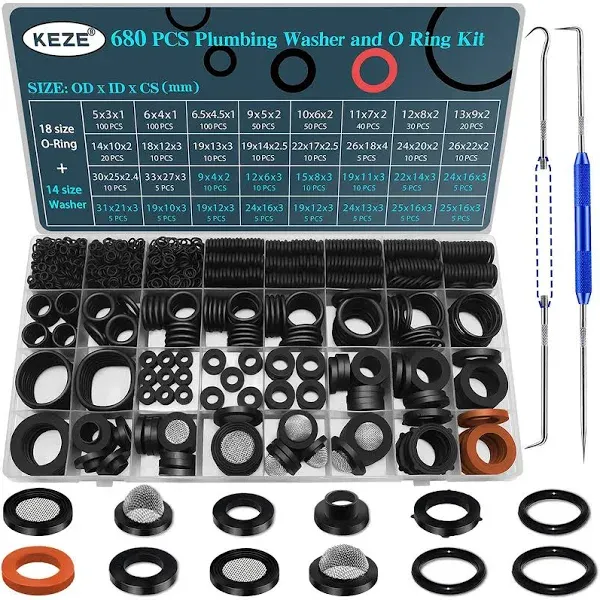 XBVV 680 Pcs Rubber Washer Assortment Kit