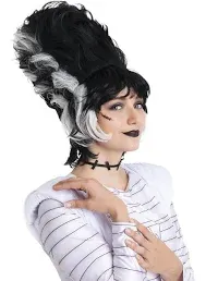 Fun Costumes Women's Transylvania Black Wig with White Streaks Standard