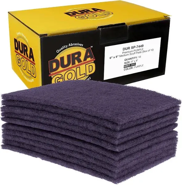 Premium 6&#034; x 9&#034; Purple Medium Fine 600 Grit General Purpose Scuff Pads, Box o...