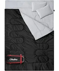 Ohuhu Double Sleeping Bag with 2 Pillows, Waterproof Lightweight 2 Person Adults