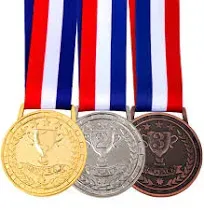 Award Medals for Winner of Gold, Silver, Bronze, Made by Olympic Style Solid Metal with Premium Ribbon, Set of 3