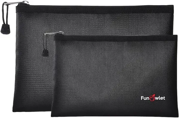 FunOwlet Fireproof Safe Money Document Bags 2 Pack