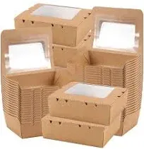 SEUNMUK 60 PCS 40 OZ Kraft Brown Food Boxes, Disposable Kraft Paper to Go Box Containers, Take Out Food Containers, Recyclable Lunch Box with Windows for Restaurants, Catering and Parties