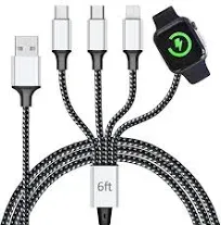 4-in-1 Braided Multi Charging Cable 6ft