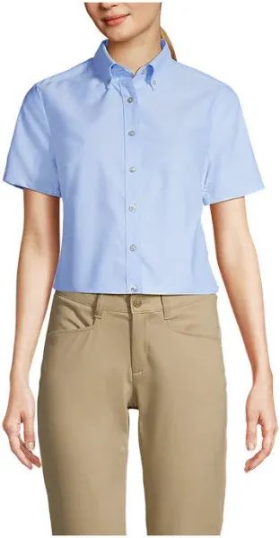 Lands' End School Uniform Women's Short Sleeve Oxford Dress Shirt